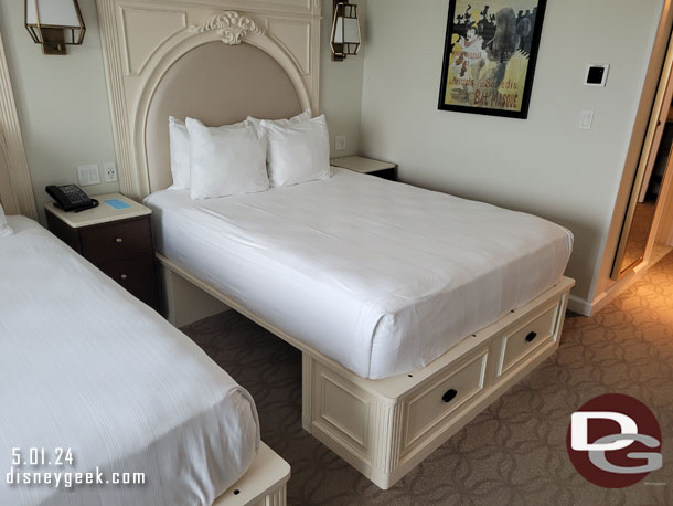 The beds were raised so suitcases could fit under