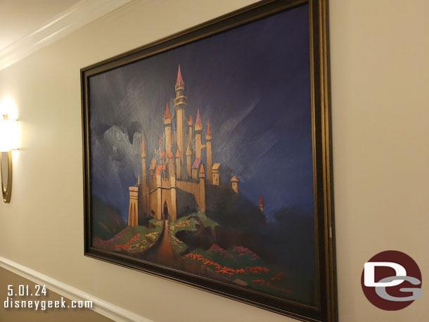 6:44pm - Time to set off for the parks.  Some artwork in the hallway.