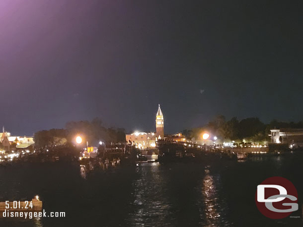 8:58pm - Found a spot for Luminous the Symphony of Us near the Refreshment Port.