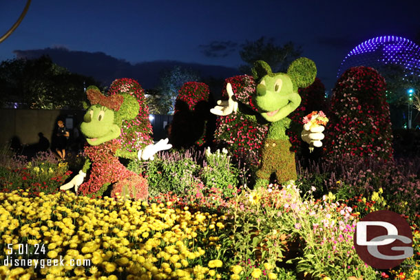 Mickey and Minnie Mouse topiaries