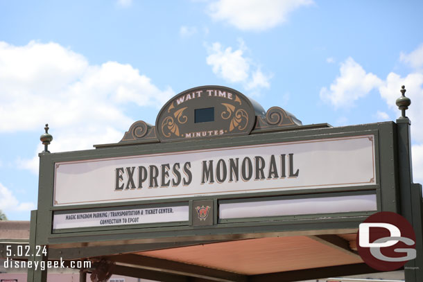 12:26pm - Decided to take the Express Monorail to the Transportation and Ticket Center.