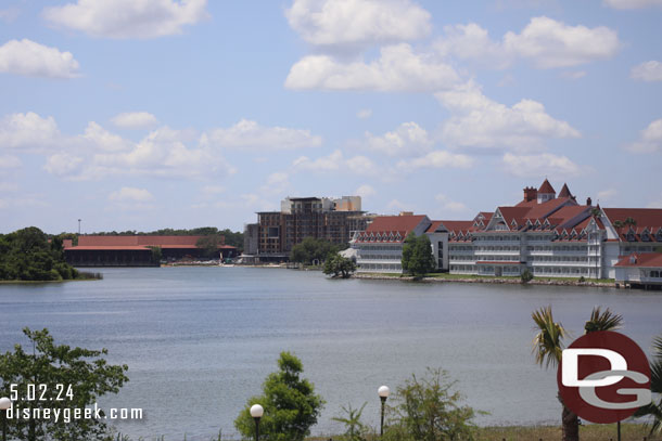 The Island Tower at Disney's Polynesian Resort in the distance.