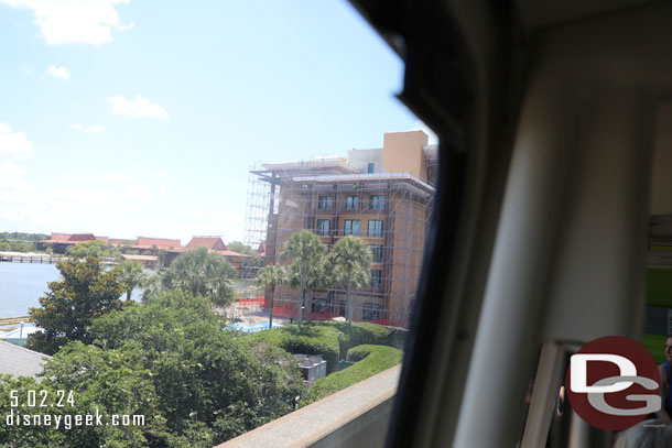 A closer look at the Island Tower at Disney's Polynesian as we cruised by on the Monorail