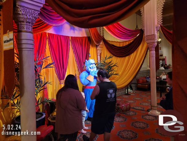 Genie was greeting guests in the center of the room.