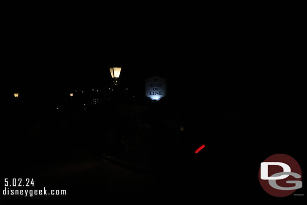 9:19pm - Oops forgot to change the camera settings.. the red light is the end of the Disney Skyliner queue.