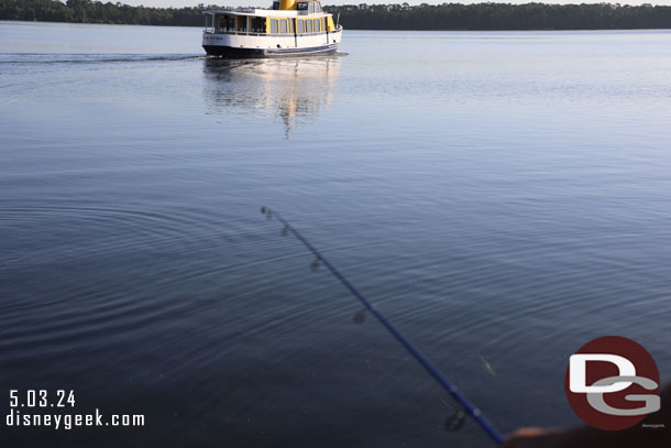 Hmm... they cast over to the left and the fish is visible just to the right of the pole