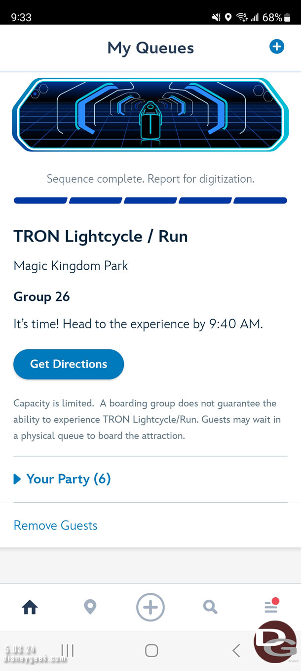 Looks like the group that wanted to ride TRON is going to make it there on time.