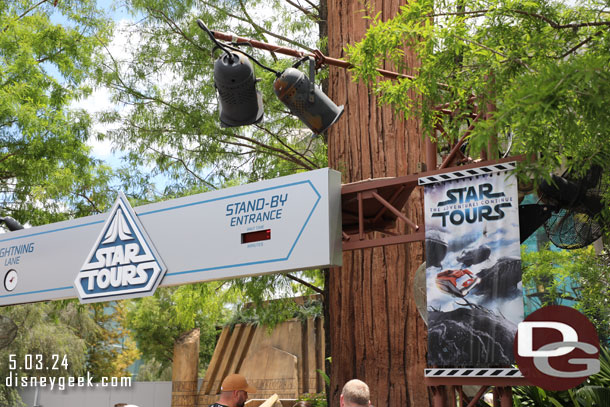 1:14pm - 5 minute wait for Star Tours