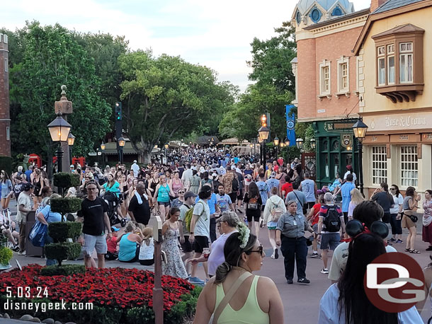 7:41pm - World Showcase crowd this evening