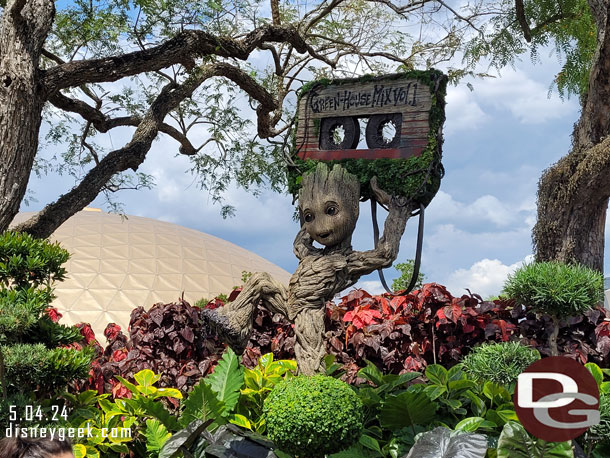 Groot topiary near Cosmic Rewind