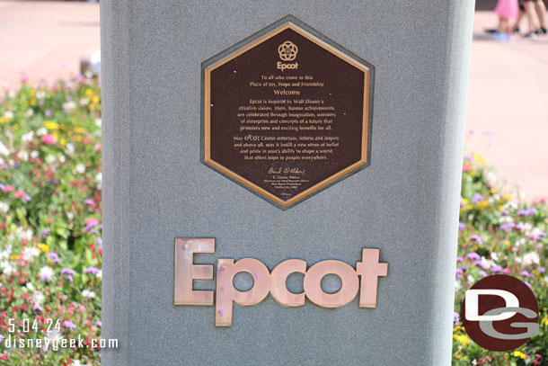 The EPCOT dedication plaque.. wish the park still held true to this inspiration.