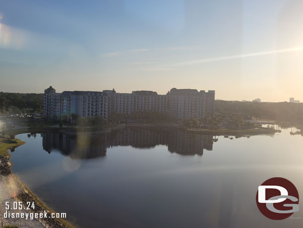 Looking back at Disney's Riviera Resort from the Disney Skyliner