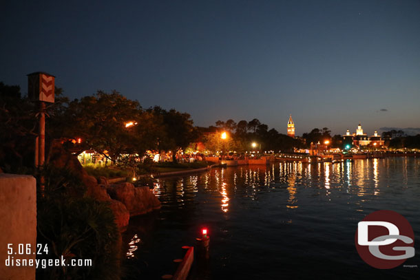 8:35pm - Decided to walk around World Showcase Lagoon to see what viewing was available.