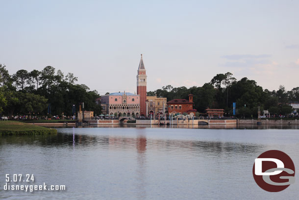 Looking across World Showcase Lagoon at Italy