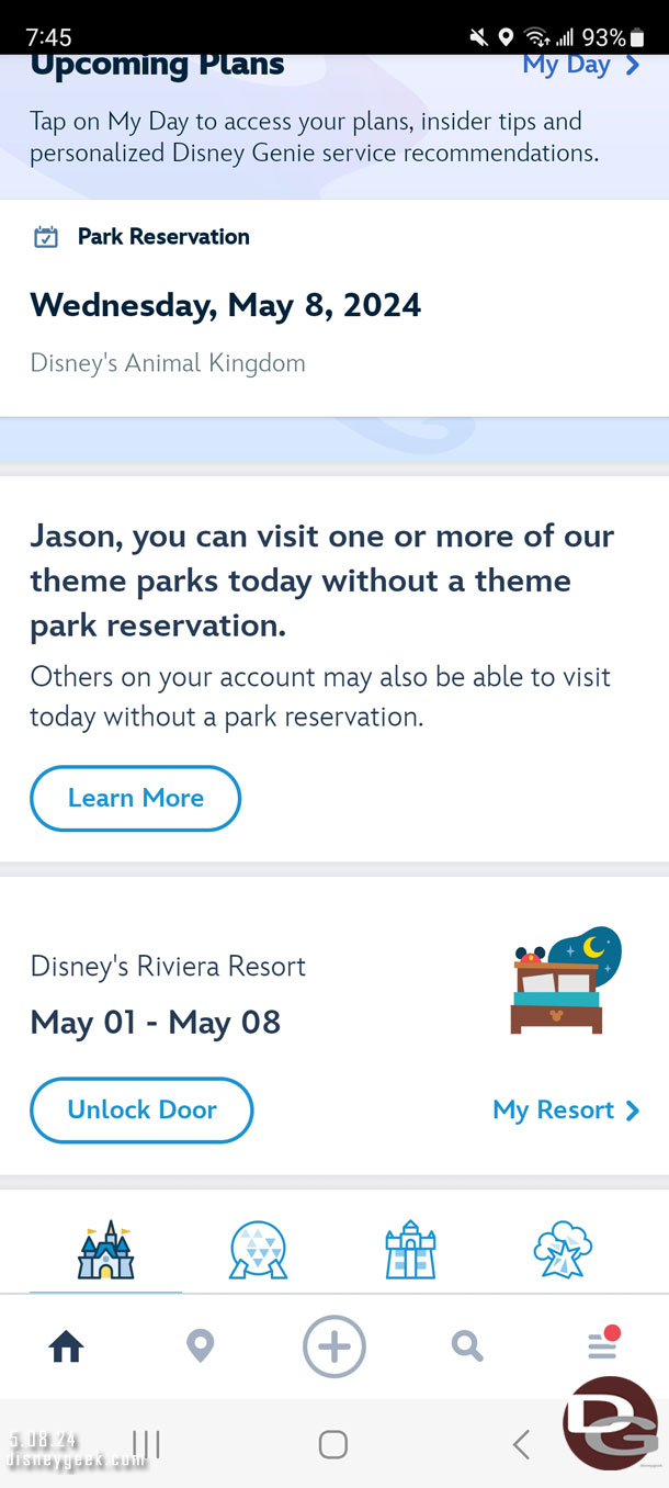 My reservation today was converted to a good to go day.. so I did not have to go to Animal Kingdom first.  The group wanted to go to Magic Kingdom so this saved some clicks.