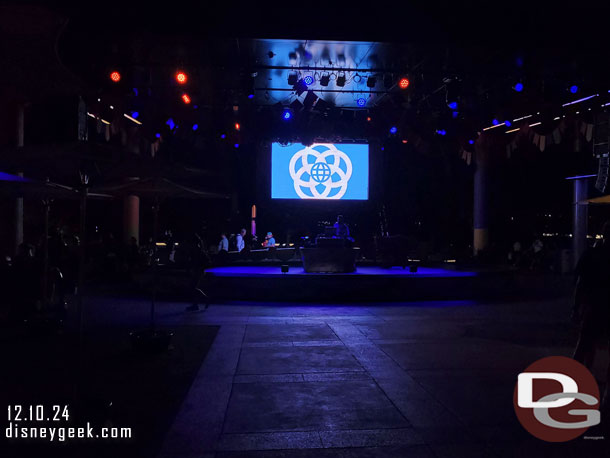 A DJ was setting up on the main stage