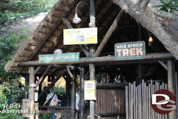 9:03am - 15 minute wait posted for Kilimanjaro Safari