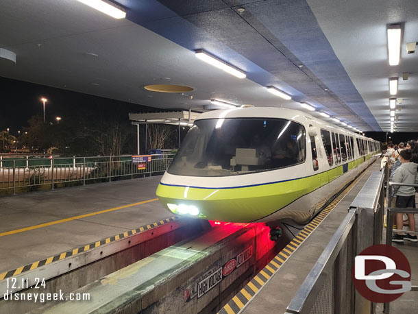 8:38pm - About to board the EPCOT Monorail