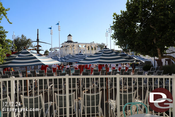 The life guards were dancing, not many guests out this afternoon. The temps barely reached 60 and it was breezy.