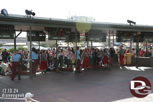 A number of tap points were taken up by guests waiting to enter for the Christmas party this evening.