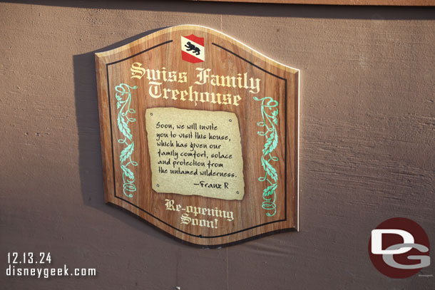 Renovation sign on the Swiss Family Treehouse