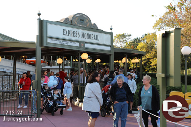 4:52pm - The Express Monorail was backed up down the ramp.  