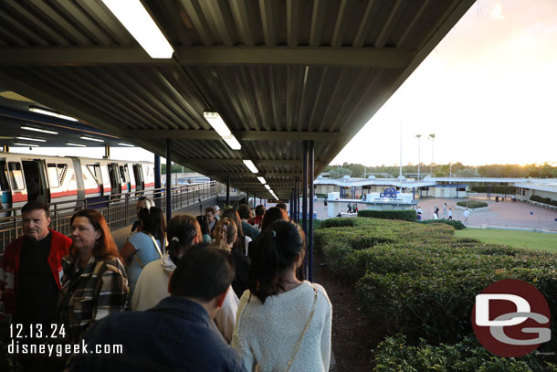 5:24pm - Arrived at the Transportation and Ticket Center.  The transfer path to the EPCOT line was blocked so we had to head down the ramp.