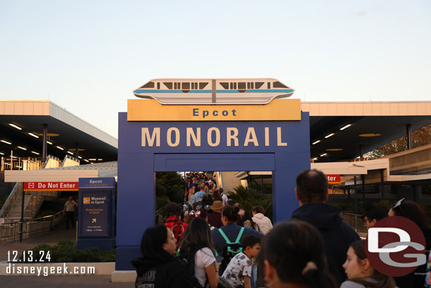 Then back up the EPCOT Monorail queue which was bcked up.