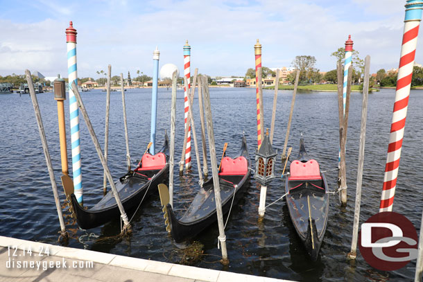 Gondolas docked near Italy