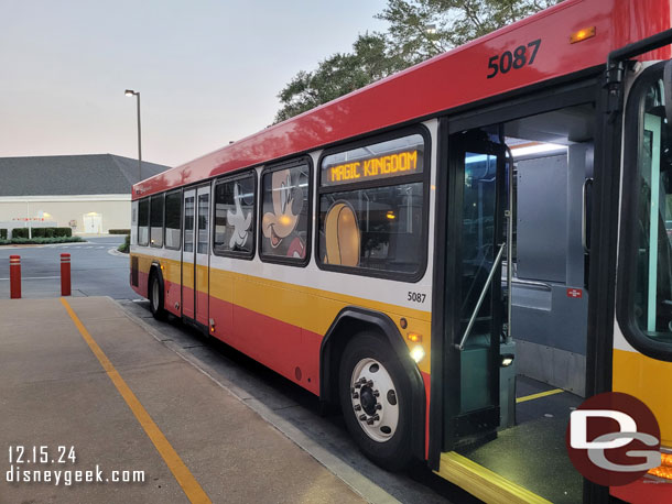 7:06am - Boarding a bus to the Magic Kingdom