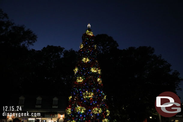 The Christmas tree at the American Adventure