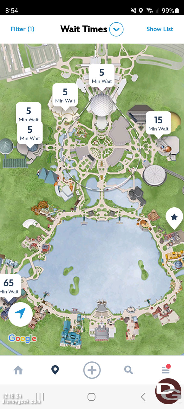 Took a look at the EPCOT wait times as I was preparing to head there this morning.