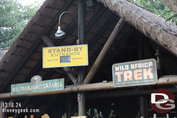 3:20pm - A posted 5 minute wait for Kilimanjaro Safari