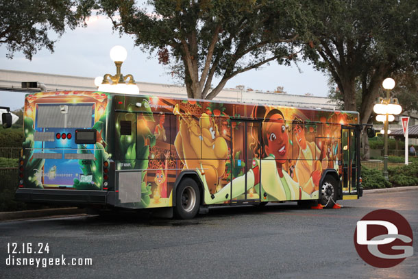 Tiana's Bayou Adventure Bus parked across from our stop.