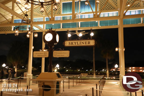 7:31pm - At the Caribbean Beach Resort transferring to the EPCOT Skyliner Line