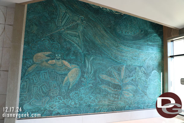 A closer look at the two story mural.