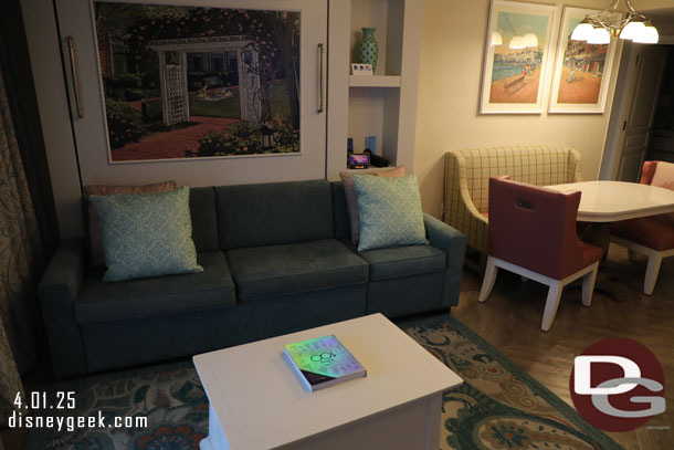 The pull out sofa is replaced with a murphy bed