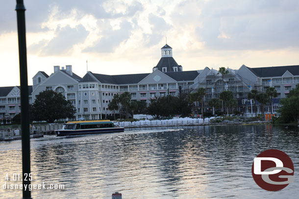 The white bags are sand for the pool renovation at the Yacht & Beach Club.