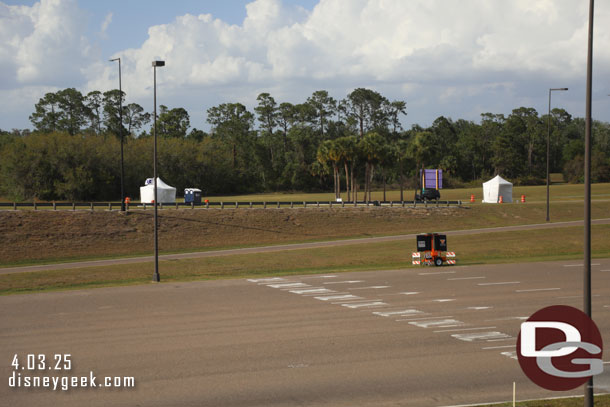 This is a race weekend so there cones and tents out on some of the roads and the EPCOT parking lot.