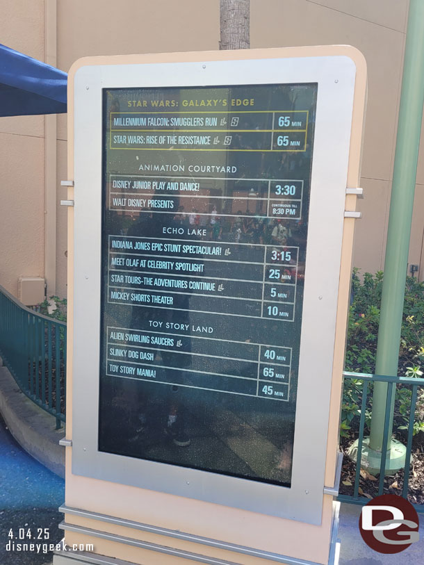 3:03pm - Disney's Hollywood Studios Wait Times