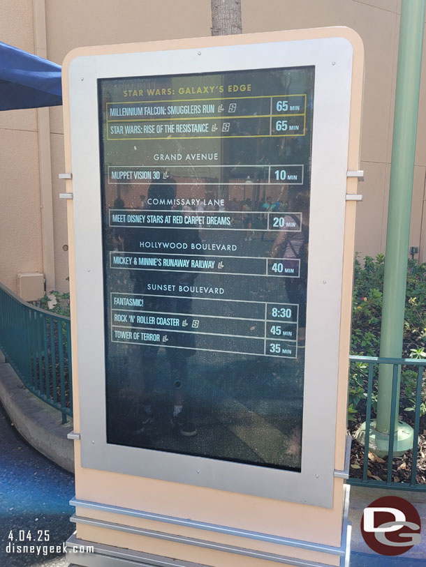 3:03pm - Disney's Hollywood Studios Wait Times