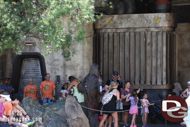 Chewie had a queue and was meeting guests vs roaming around.