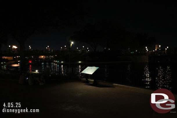 8:42pm - Inside EPCOT with plenty of time before Luminous to find a spot.