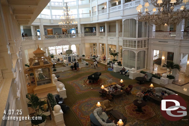 A before picture of the Grand Floridian Lobby. Construction walls will soon be up for a remodel project.