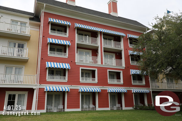 My villa was on the third floor the right two red openings.